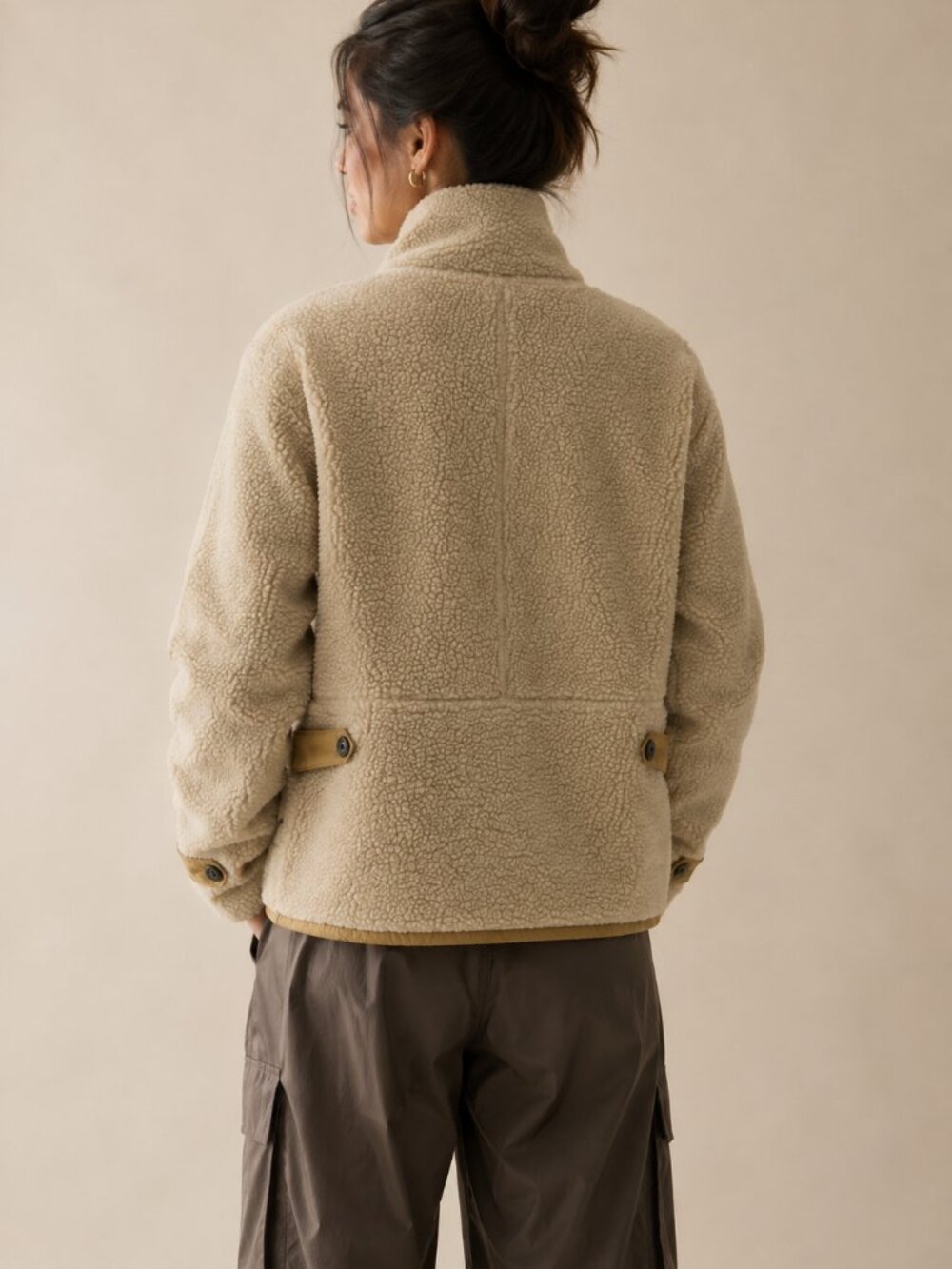 Patagonia Divided Sky Sherpa Fleece Jacket Natural Tan Women's Size S - Picture 2 of 6